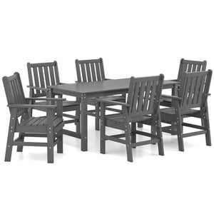 7 Pieces Patio Dining Set Outdoor HDPE Weather Resistant Table and Chairs Set-Grey