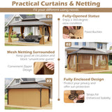 10 X 10 Feet Hardtop Gazebo with Netting and Curtain for Patio Backyard-Coffee