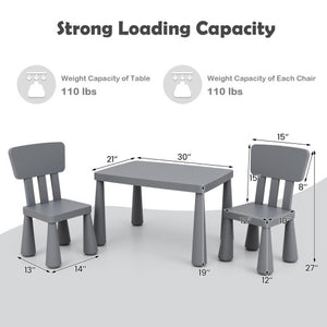 3 Pieces Multifunction Activity Kids Play Table and Chair Set-Gray
