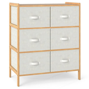 Fabric Dresser with 6 Drawers with 6 Folding Fabric Bins for Bedroom Living Room-Natural