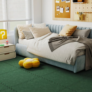 25 Pack-100 Sq.Ft. Foam Floor Tiles Interlocking Carpet Tiles with Edge Borders-Green