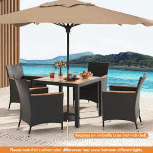 5 Pieces Patio Dining Table Set for 4 with Umbrella Hole-Black