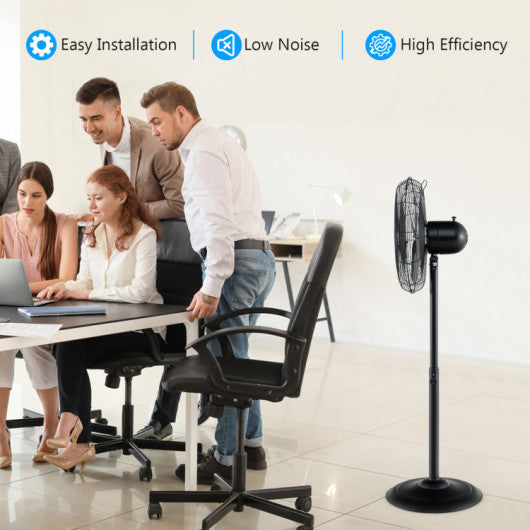 16 Inch Pedestal Standing Fan with 3 Speeds and Adjustable Height Black