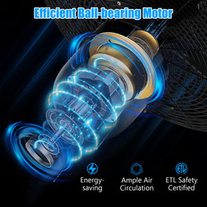 16 Inch Pedestal Standing Fan with 3 Speeds and Adjustable Height Black