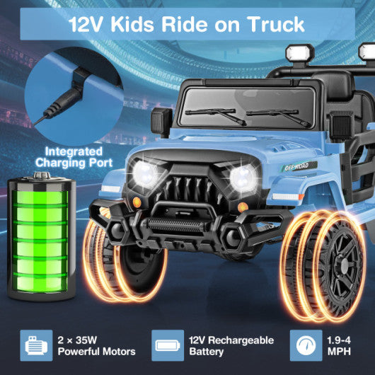 12V Kids Ride on Truck Car Powered Ride on Toy 3+ Years Old Kids Navy