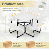 8-person Outdoor Picnic Table with 4 Benches and Umbrella Hole White