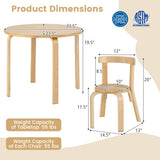 5-Piece Kids Toddler Wooden Curved Back Activity Table and Chair Set with Toy Bricks