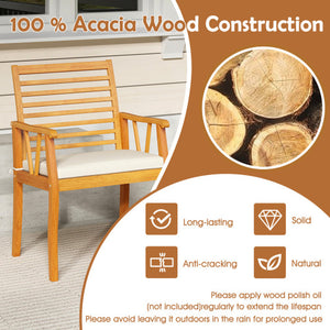 7 Pieces Acacia Wood Patio Dining Set with 1.97 Inch Umbrella Hole and Padded Cushions
