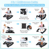 6 in 1 Foldable Baby Walker with Adjustable Height-Black