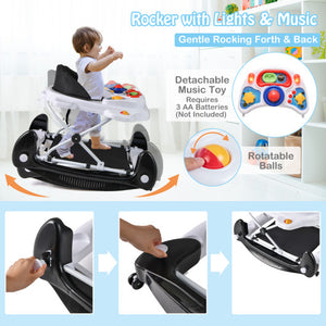 6 in 1 Foldable Baby Walker with Adjustable Height-Black