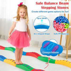 Colorful Kids Wavy Balance Beam with Textured Surface and Non-slip Foot Pads-Multicolor