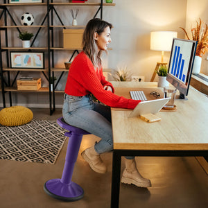 Adjustable-Height Wobble Chair Active Learning Stool for Office Stand Up Desk-Purple