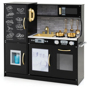 Toddler Pretend Play Kitchen for Boys and Girls 3-6 Years Old-Black