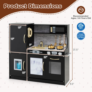 Toddler Pretend Play Kitchen for Boys and Girls 3-6 Years Old-Black