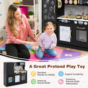 Toddler Pretend Play Kitchen for Boys and Girls 3-6 Years Old-Black