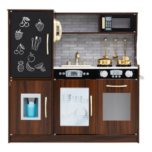 Toddler Pretend Play Kitchen for Boys and Girls 3-6 Years Old-Brown