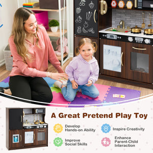 Toddler Pretend Play Kitchen for Boys and Girls 3-6 Years Old-Brown
