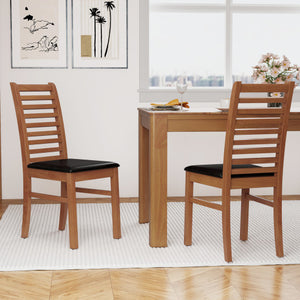 Set of 2 Wooden Dining Chair with Rubber Wood Legs for Living Room-Brown