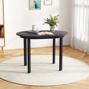 43 Inch Wooden Dining Table with Rubber Wood Legs for 2-4 People-Black