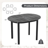 43 Inch Wooden Dining Table with Rubber Wood Legs for 2-4 People-Black