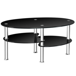 Modern Accent Chair & Tempered Glass Oval Side Coffee Table Set