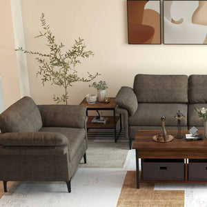 Modern Fabric Sofa and Accent Chair with 2 Side Table for Living Room