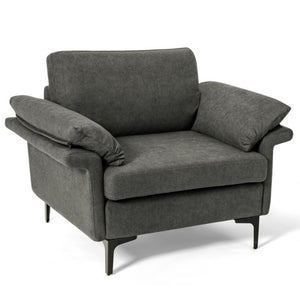 Modern Fabric Sofa and Accent Chair with 2 Side Table for Living Room