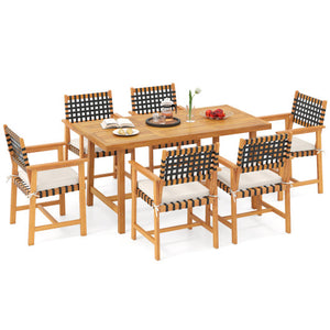 7-Piece Patio Dining Set for 6 People Farmhouse Furniture
