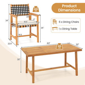 7-Piece Patio Dining Set for 6 People Farmhouse Furniture