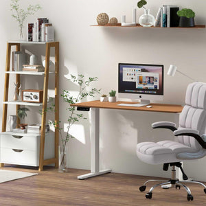 Compact Standing Desk and Executive Chair Set with Memory Heights