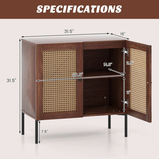Rectangle Coffee Table 2-tier Industrial Accent Table with Storage Shelf and Compartment-Brown