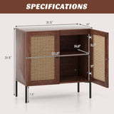 Rectangle Coffee Table 2-tier Industrial Accent Table with Storage Shelf and Compartment-Brown