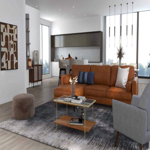 4-Piece Home Furniture Set with 2 Swivel Bar Stools  Kitchen Sideboard  Sectional Sofa & Glass Coffee Table