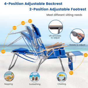 3-IN-1 Foldable Beach Chair with Footrest and Adjustable Backrest-Navy