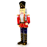 Set of 2 5 FT Lighted Nutcracker Soldier Outdoor Christmas Decoration with Glitter Sword