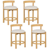 24 Inch Teddy Velvet Upholstered Counter Height Bar Stools with Backrests and Footrests-Set of 4