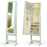 Mirrored Standing Jewelry Cabinet Storage Box-Green