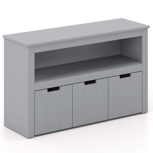 Kid Toy Storage Cabinet Drawer Chest with Wheels and Large Storage Cube Shelf-Gray