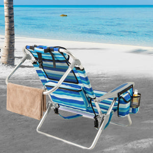 Set of 1 Folding Beach Chair for Adults with 4-Position Adjustable Backrest