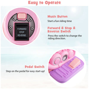 6V Kids Electric Ride on Motorcycle with Bubble Maker and Music-Pink and Purple