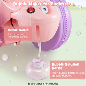 6V Kids Electric Ride on Motorcycle with Bubble Maker and Music-Pink and Purple