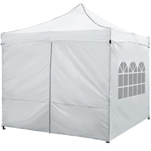 10 x 10 FT Pop up Canopy Tent with 4 Removable Sidewalls and Wheeled Bag-White