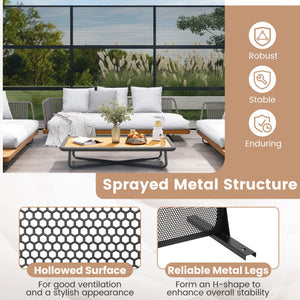 7 Pieces Outdoor Furniture Set with 32 Inch Fire Pit Table and Propane Tank Cover-White