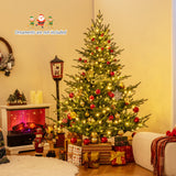 Artificial Christmas Tree with Branch Tips and Warm White LED Lights-6 Feet