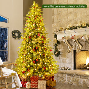 Artificial Christmas Tree with LED Lights and PVC Mixed Branch Tips-8 Feet