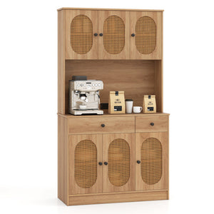 71 Inches Pantry Cabinet with Hutch and Charging Station-Natural