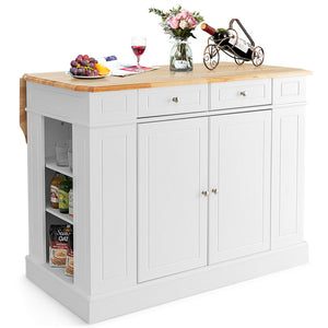 3-Piece Kitchen Furniture Set: Kitchen Island + 2 Bar Stools + Narrow Storage Cart