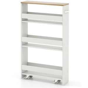 3-Piece Kitchen Furniture Set: Kitchen Island + 2 Bar Stools + Narrow Storage Cart
