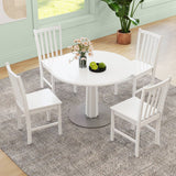 Rustic Dining Chairs Set of 2 Wooden Kitchen Chairs with Slat Tilt Backrest-White