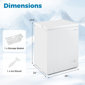 141 L/5 Cu.Ft Compact Chest Freezer with 7-Gear Adjustable Temperature-White